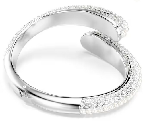 SWAROVSKI - Bracciale rigido Sublima Crystal Pearl, Taglio Round, Bianco, Placcato rodio