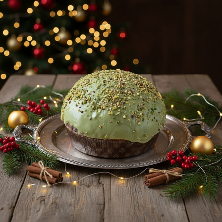Panettone artigianale al pistacchio di Bronte dolce natalizio 1Kg
