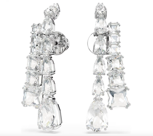 SWAROVSKI -  Orecchini pendenti Matrix Taglio misto, Bianchi, Placcato rodio