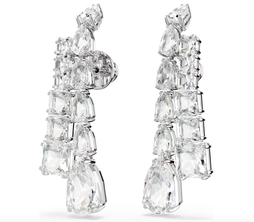 SWAROVSKI -  Orecchini pendenti Matrix Taglio misto, Bianchi, Placcato rodio