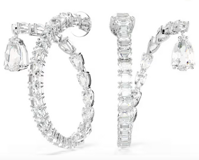 SWAROVSKI -  Orecchini a cerchio Matrix Taglio misto, Bianchi, Placcato rodio