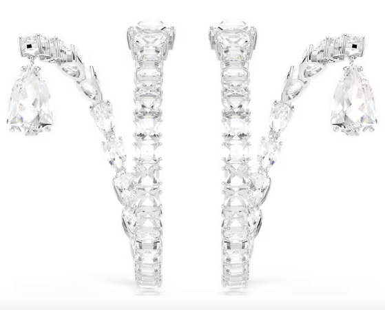 SWAROVSKI -  Orecchini a cerchio Matrix Taglio misto, Bianchi, Placcato rodio