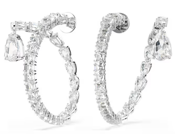 SWAROVSKI -  Orecchini a cerchio Matrix Taglio misto, Bianchi, Placcato rodio