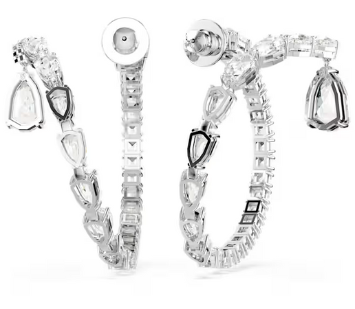 SWAROVSKI -  Orecchini a cerchio Matrix Taglio misto, Bianchi, Placcato rodio