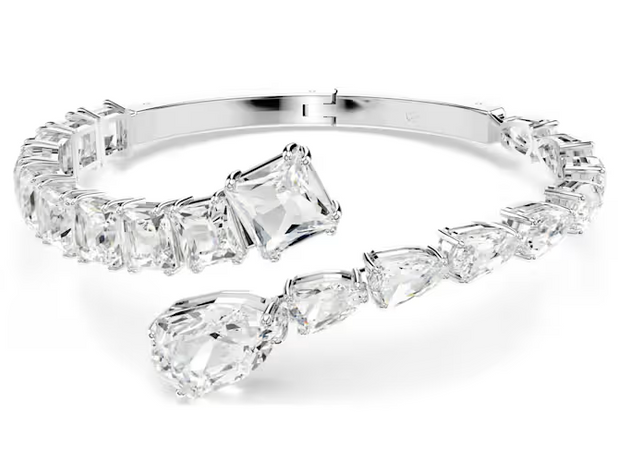 SWAROVSKI - Bracciale rigido Matrix Taglio misto, Bianco, Placcato rodio