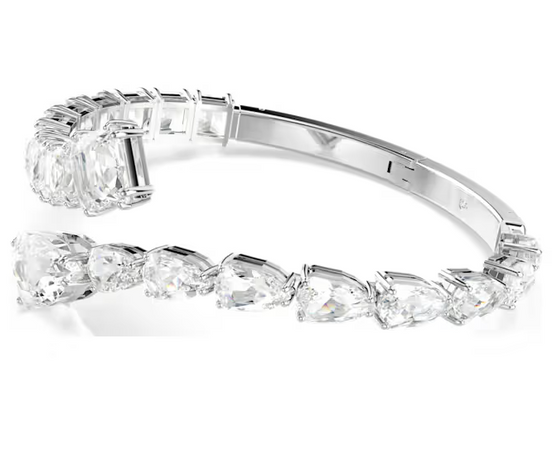 SWAROVSKI - Bracciale rigido Matrix Taglio misto, Bianco, Placcato rodio