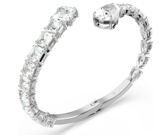 SWAROVSKI - Bracciale rigido Matrix Taglio misto, Bianco, Placcato rodio