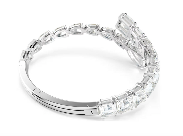 SWAROVSKI - Bracciale rigido Matrix Taglio misto, Bianco, Placcato rodio