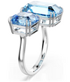Swarovski - Anello aperto Millenia Taglio ottagonale, Blu, Placcato rodio