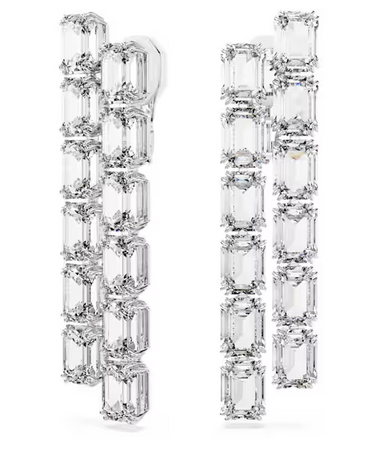 SWAROVSKI -  Orecchini a clip Millenia Taglio ottagonale, Lunghi, Bianchi, Placcato rodio