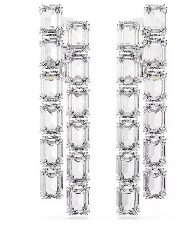 SWAROVSKI -  Orecchini a clip Millenia Taglio ottagonale, Lunghi, Bianchi, Placcato rodio