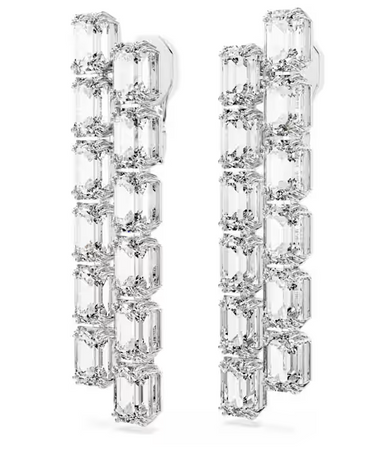SWAROVSKI -  Orecchini a clip Millenia Taglio ottagonale, Lunghi, Bianchi, Placcato rodio