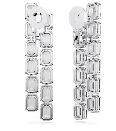 SWAROVSKI -  Orecchini a clip Millenia Taglio ottagonale, Lunghi, Bianchi, Placcato rodio