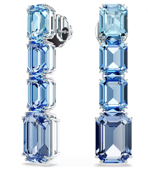 SWAROVSKI -  Orecchini pendenti Millenia Taglio Octagon, Sfumatura di colore, Blu, Placcato rodio