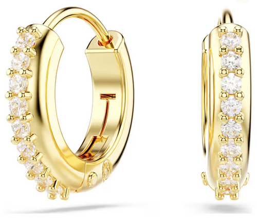 SWAROVSKI  - Orecchini a cerchio Matrix Taglio Round, Bianchi, Placcato color oro