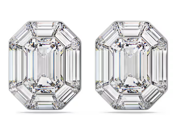 SWAROVSKI  -  Orecchini a clip Lucent Taglio ottagonale, Bianchi
