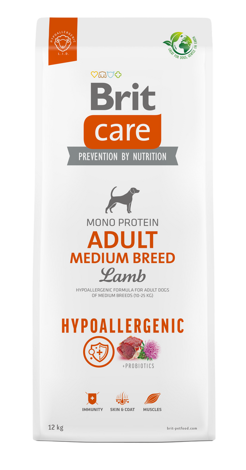 Brit Care Cane Hypoallergenic Adult Medium Breed Agnello e Riso crocchette