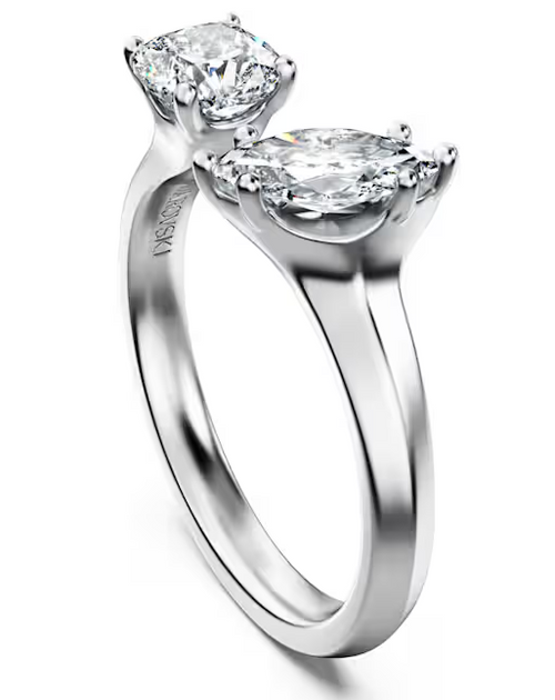 Swarovski - Anello aperto Galaxy Diamanti creati in laboratorio 1 ct tw, Taglio misto, Oro bianco 18 K