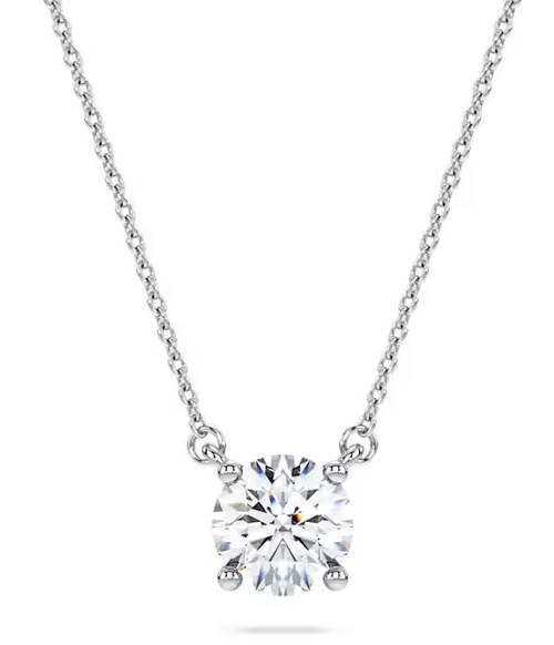 SWAROVSKI - Collana con Pendente con solitario Eternity Diamanti creati in laboratorio 1 ct tw, Taglio Round, Oro bianco 18 K