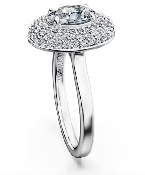 Swarovski - Anello solitario halo Eternity Diamanti creati in laboratorio 1,5 ct tw, Taglio misto, Oro bianco 18 K