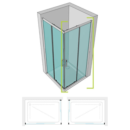 Lato Porta Box Doccia Angolare Nicchia Dafne Cristallo 6 mm 90 cm trasparente