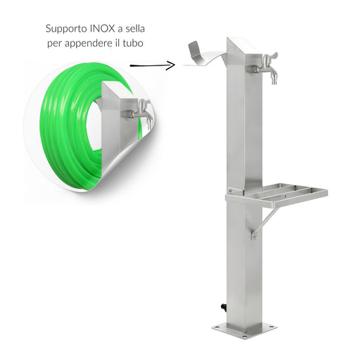 Fontana da Giardino a Colonna esterno MAGNOLIA Acciaio Inox Spazzolato H 95 cm