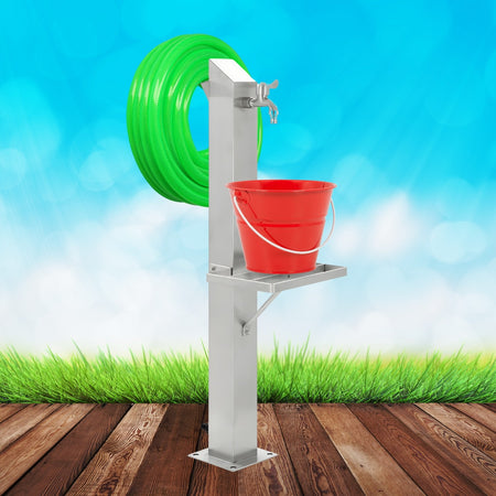 Fontana da Giardino a Colonna esterno MAGNOLIA Acciaio Inox Spazzolato H 95 cm