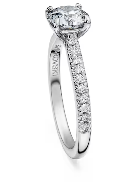 Swarovski - Anello solitario Eternity Diamanti creati in laboratorio 1,2 ct tw, Taglio Round, Oro bianco 18 K