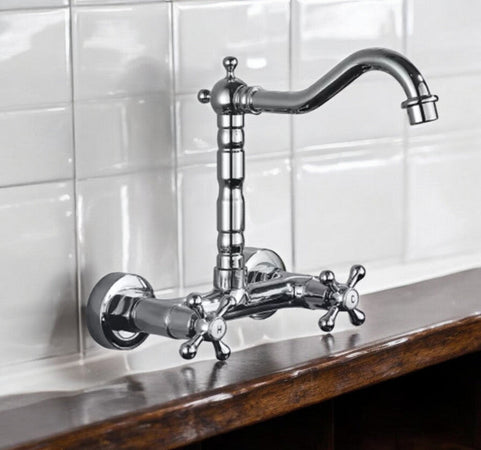 Rubinetto a parete cromato  vintage completo