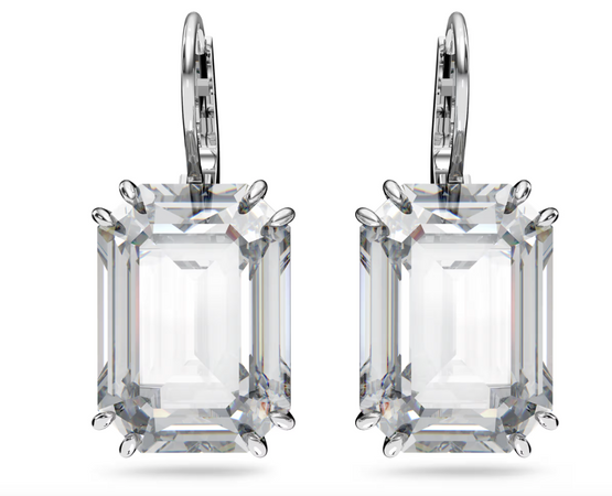 SWAROVSKI  -  Orecchini pendenti Millenia Taglio ottagonale, Bianchi, Placcato rodio