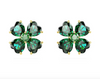 Swarovski    Orecchini a lobo Idyllia Quadrifoglio, Verdi, Placcato color oro