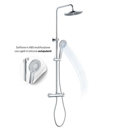 Colonna Doccia Attrezzata Slot Mix Tonda Ottone Cromato 2 Funzioni