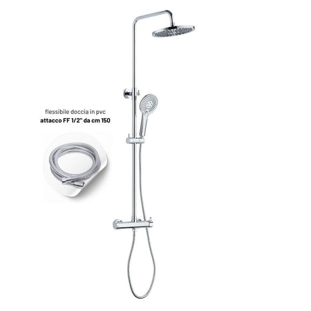 Colonna Doccia Attrezzata Slot Mix Tonda Ottone Cromato 2 Funzioni