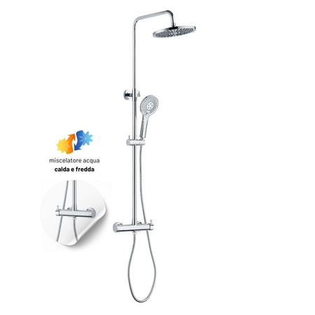 Colonna Doccia Attrezzata Slot Mix Tonda Ottone Cromato 2 Funzioni