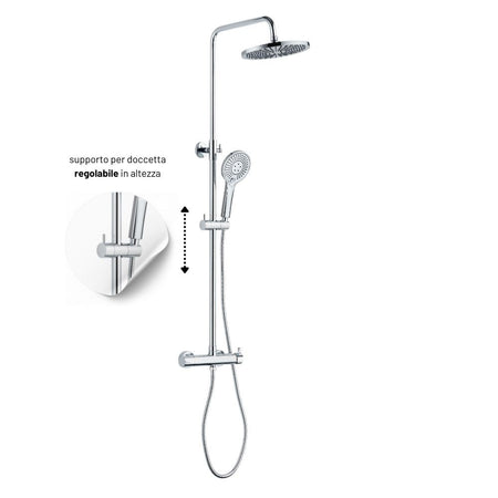 Colonna Doccia Attrezzata Slot Mix Tonda Ottone Cromato 2 Funzioni