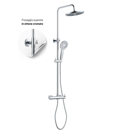 Colonna Doccia Attrezzata Slot Mix Tonda Ottone Cromato 2 Funzioni
