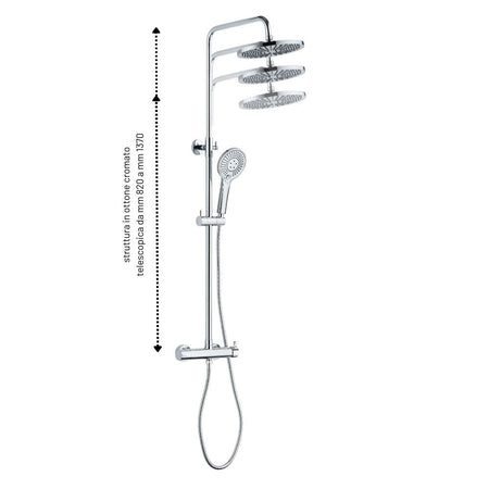 Colonna Doccia Attrezzata Slot Mix Tonda Ottone Cromato 2 Funzioni