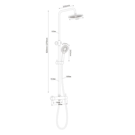 Colonna Doccia Attrezzata Slot Mix Tonda Ottone Cromato 2 Funzioni