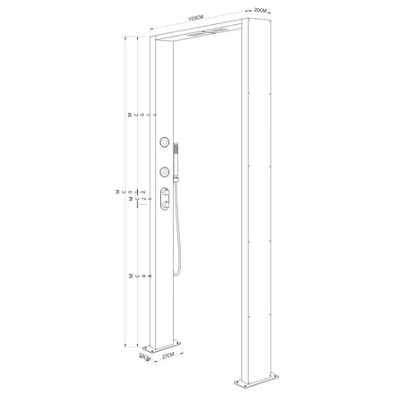 Colonna Doccia da Esterno Doppia Bamboo Acciaio Inox Getti Idro Pedana WPC
