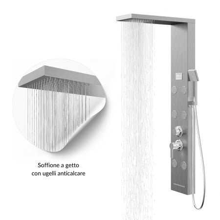 Colonna Doccia York Acciaio 4 Funzioni Display Controllo Temperatura 2 Finiture