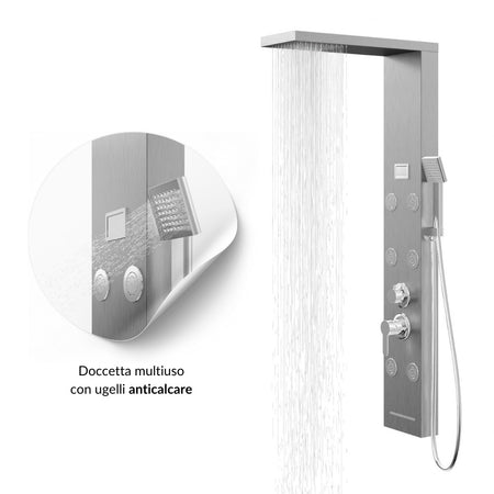 Colonna Doccia York Acciaio 4 Funzioni Display Controllo Temperatura 2 Finiture