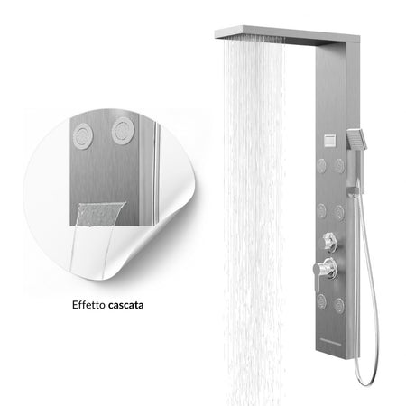 Colonna Doccia York Acciaio 4 Funzioni Display Controllo Temperatura 2 Finiture