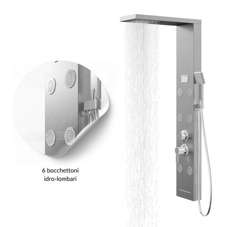 Colonna Doccia York Acciaio 4 Funzioni Display Controllo Temperatura 2 Finiture