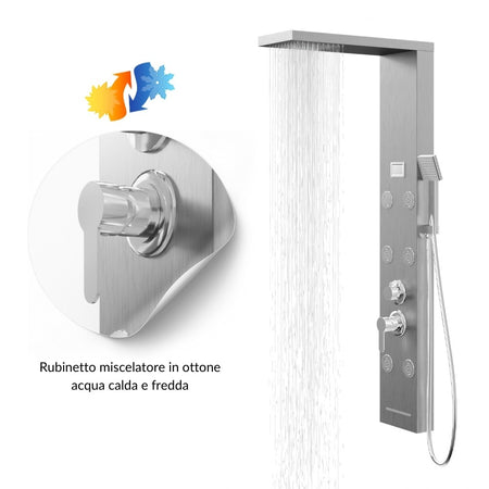 Colonna Doccia York Acciaio 4 Funzioni Display Controllo Temperatura 2 Finiture