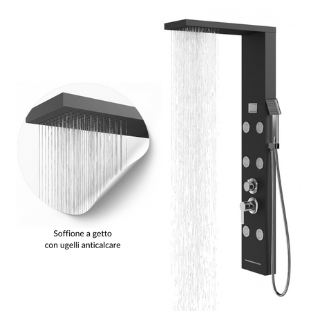Colonna Doccia York Acciaio 4 Funzioni Display Controllo Temperatura 2 Finiture