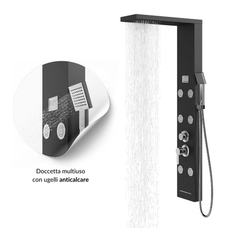Colonna Doccia York Acciaio 4 Funzioni Display Controllo Temperatura 2 Finiture