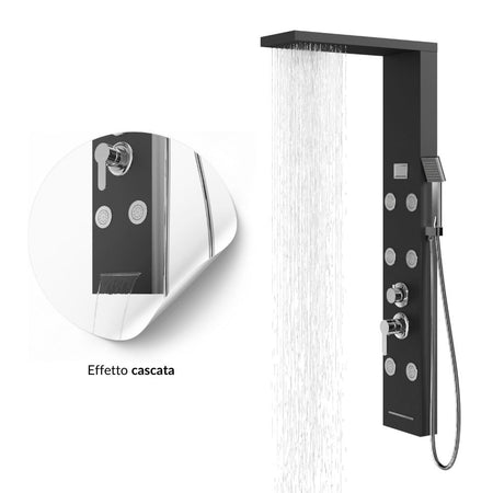 Colonna Doccia York Acciaio 4 Funzioni Display Controllo Temperatura 2 Finiture