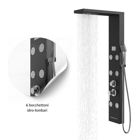 Colonna Doccia York Acciaio 4 Funzioni Display Controllo Temperatura 2 Finiture