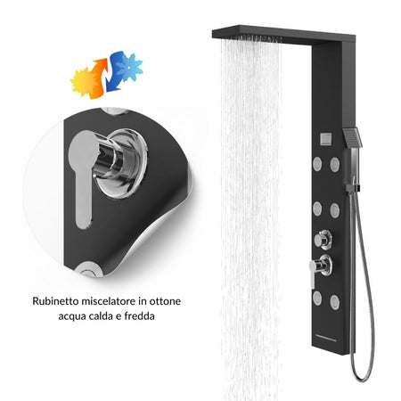 Colonna Doccia York Acciaio 4 Funzioni Display Controllo Temperatura 2 Finiture