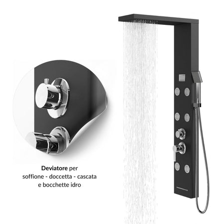 Colonna Doccia York Acciaio 4 Funzioni Display Controllo Temperatura 2 Finiture